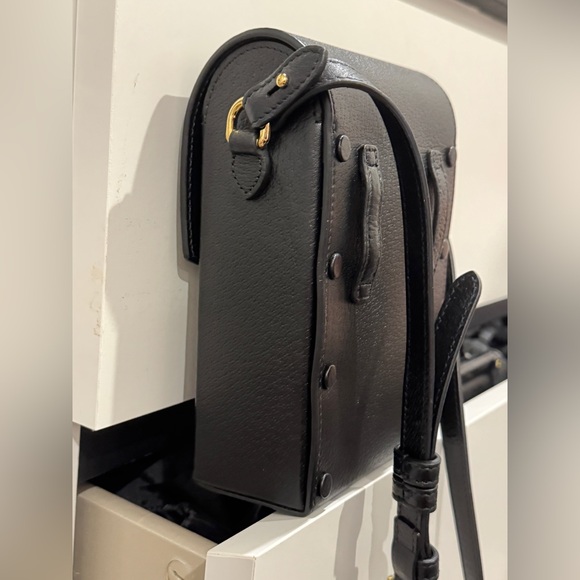 GUCCI BLACK LEATHER HORSEBIT 1955 MINI SHOULDER BAG - Picture 6 of 17